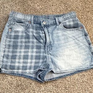 American eagle highest rise mom short plaid pocket size 8